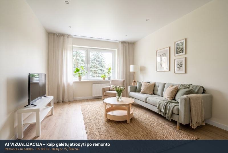 AI vizualizacija: svetainė po remonto – Baltų pr. 27, Šilainiai