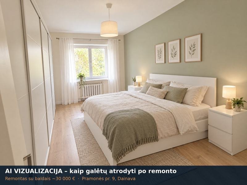 AI vizualizacija: miegamasis po remonto – Pramonės pr. 9, Dainava