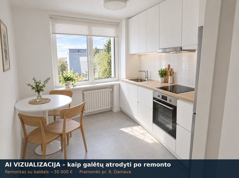 AI vizualizacija: virtuvė po remonto – Pramonės pr. 9, Dainava