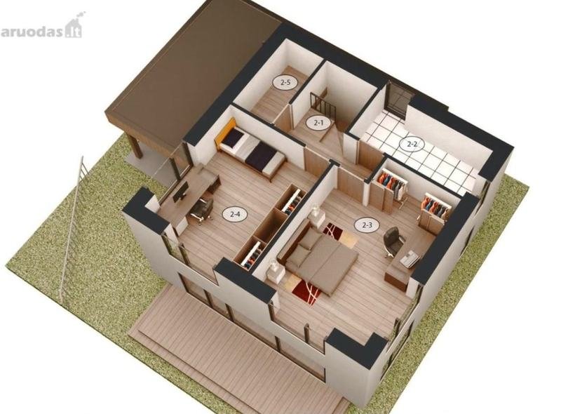 Namo projektas – antras aukštas – Kęstučio g., Prienai, sklypas