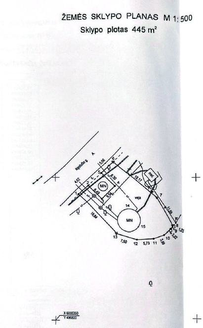 Žemės sklypo planas, 445 m² – Kęstučio g., Prienai, sklypas